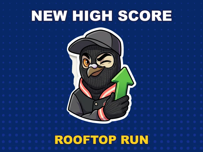 Grit with a green arrow: new high score on the rooftop run